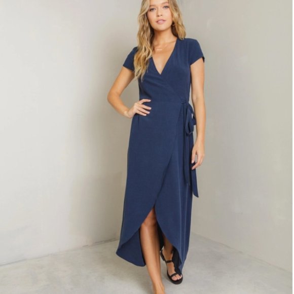 NWT  Monica Navy Wrap Dress - Picture 1 of 4